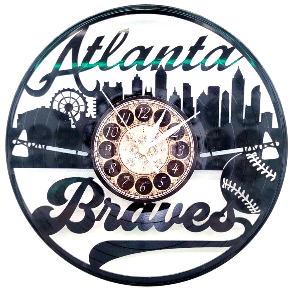 ATLANTA BRAVES vinyl record clock